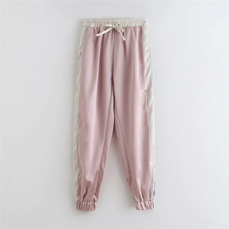 Женский костюм из двух предметов винтажный пуловер-бомбер контрастного цвета