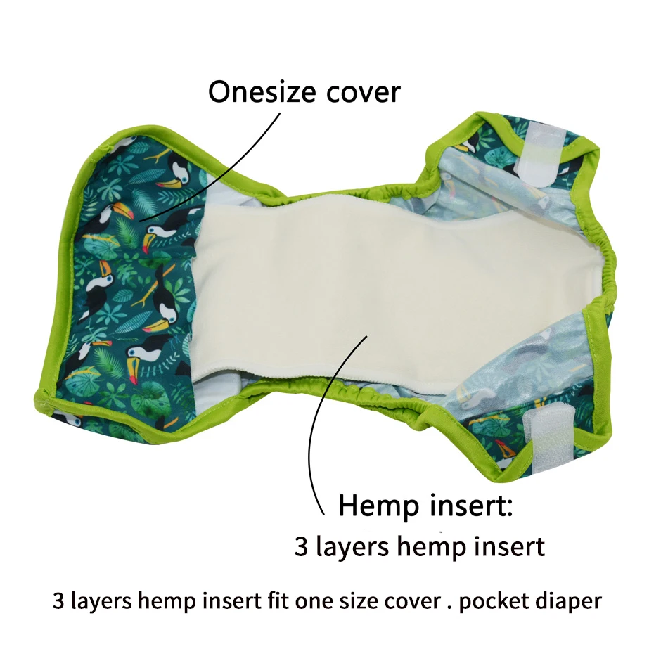 WizInfant 5 /10 Uds 3 capas c&aacute;&ntilde;amo algod&oacute;n inserci&oacute;n de pa&ntilde;al de im&aacute;n pad de refuerzo para Onesize de pa&ntilde;al de tela de bolsillo Diaper35 * 13,5 cm-4