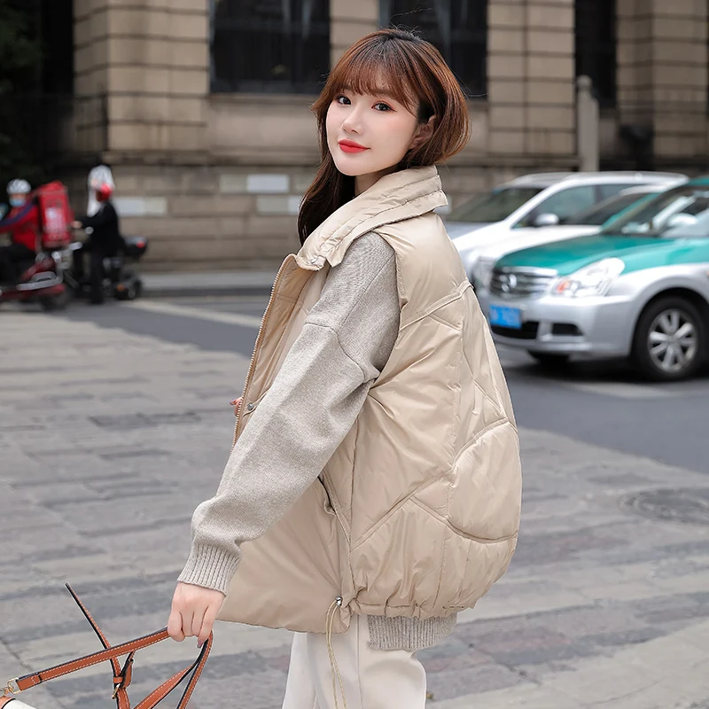 

NEEW 2021 Autumn Winter Women waistcost Vest Fashion sleeveless Loose style zipper Casual Winter Thick Warm padded Vest Coat