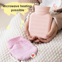 silicone hot water bag winter hand warmer water filling hot water bottle soft mini water heating bag with protection cover