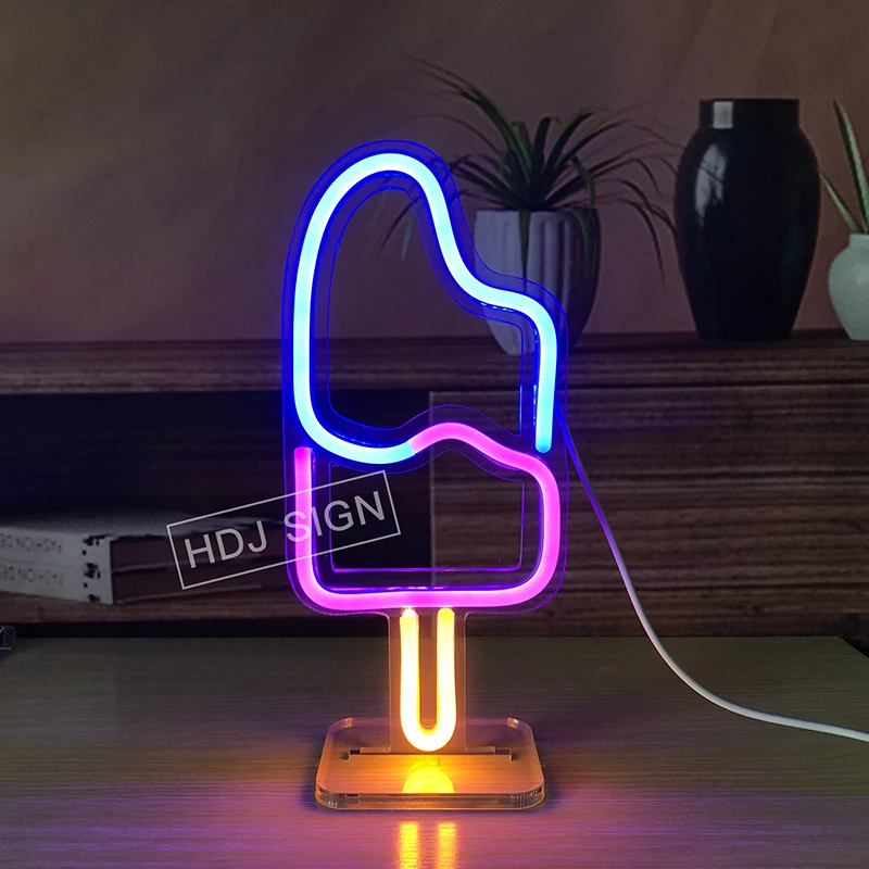 

Neon LED Light Popsicles USB Cable Power Supply Suitable For Bedroom Lamp Desk Decoration Children's Gifts