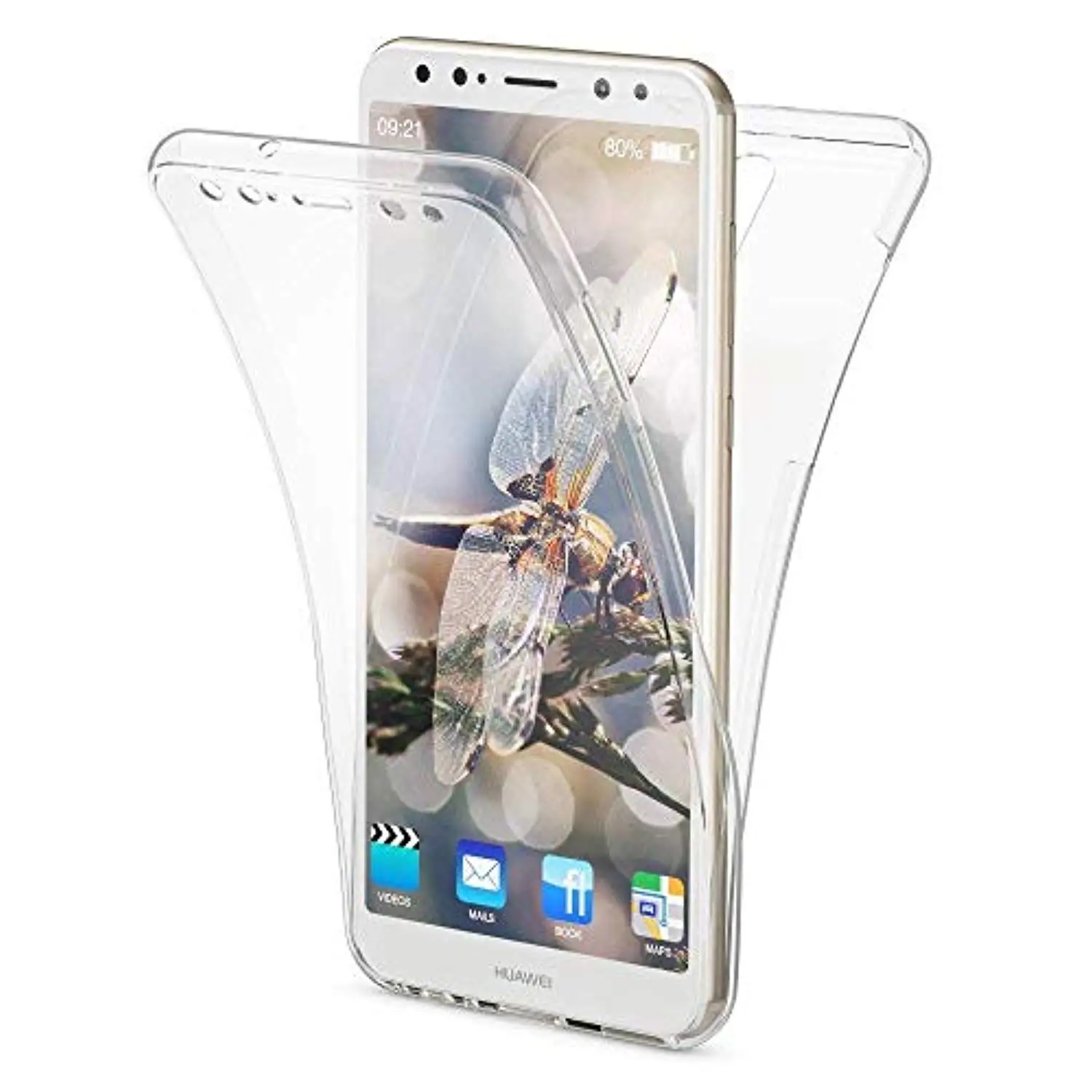 Блестящий чехол 360 3 в 1 для huawei P Smart Y6 Y7 Pro P30 P20 Lite P10 Plus mate 20, мягкий чехол из ТПУ для телефона - Цвет: Tranparent