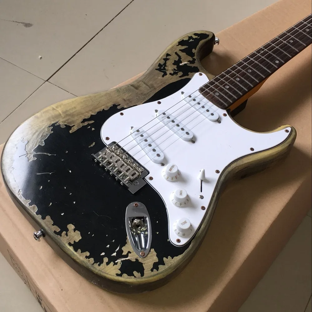 

Custom shop Electric guitar,handwork 6 Strings relics by hands guitarra Rosewood fingerboard black colour gitaar