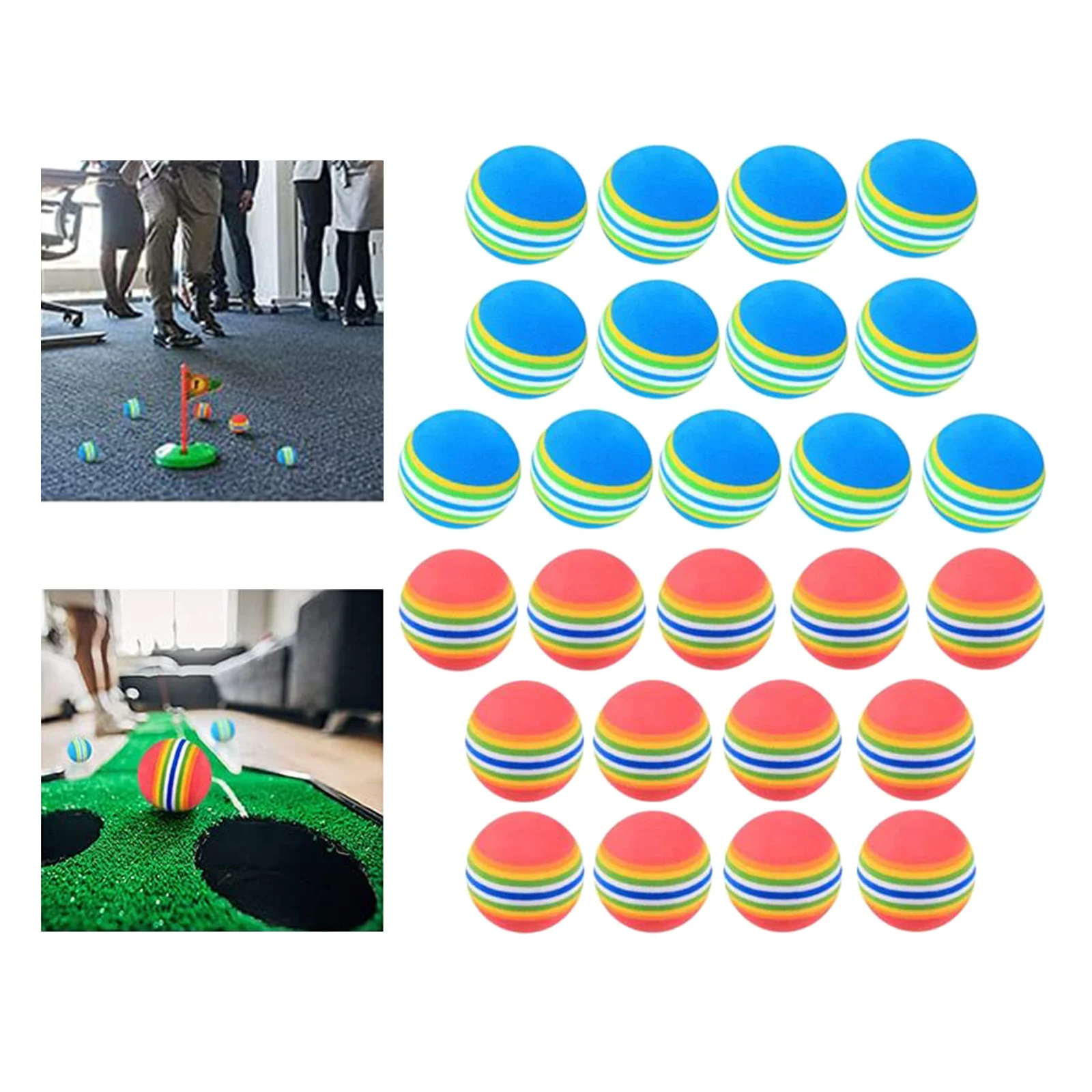 

26pcs Sponge Golf Ball 42mm EVA Foam Rainbow Practice Golf Balls Training Soft Balls for Putting Swing Training Aids