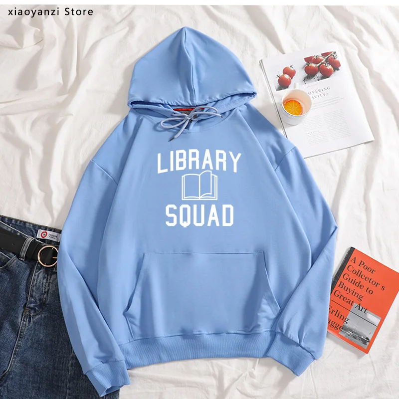 

Library Squad Print Women hoodies Cotton Casual Funny pullovers For Lady sweatshirts Hipster sportswear new-678
