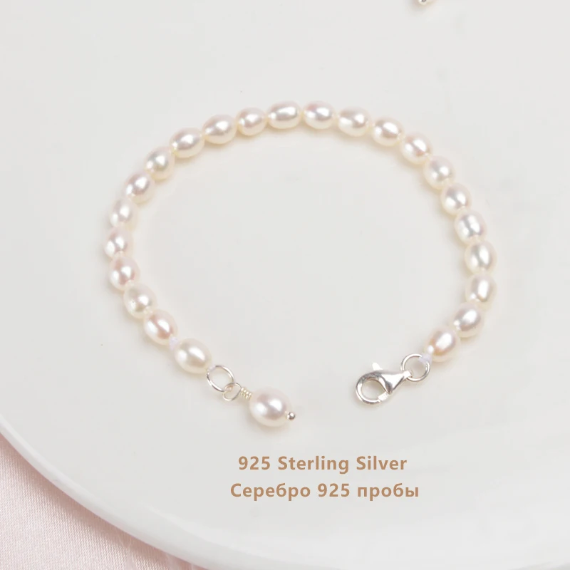 Детский браслет из серебра 925 пробы с натуральным пресноводным жемчугом|Гибкие и
