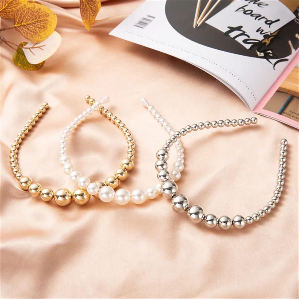 

12 Style Simulation Pearl Hairbands Women Hair Accessories Korean Handmade Bow Flower Hoops Headband Wedding Knotted Ornaments