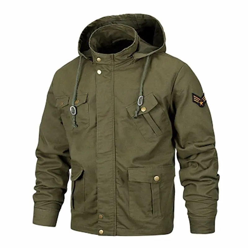 

Winter 2021 new men's jacket military flying men's jacket bomber men's jacket motorcycle windproof coat handsome shoulder badge