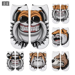 Новые стильные 3D носки с принтом милого бульдога, повседневные смешные носки с животными, Мультяшные Хлопковые женские счастливые носки с мультяшными собаками