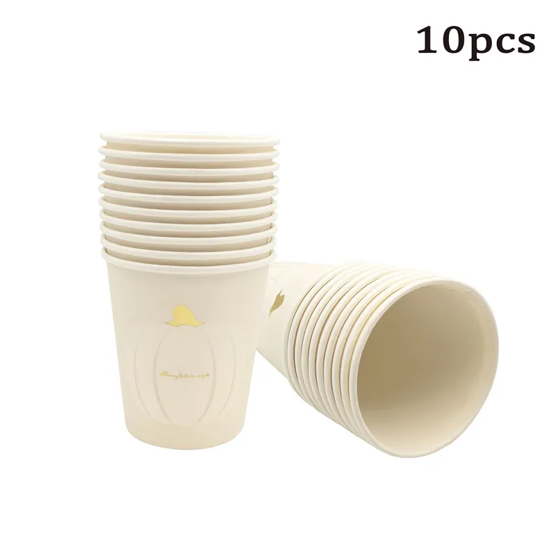 

Chicinlife 10Pcs Disposable Tableware Pumpkin Paper Plates Cups Birthday Party Kids Baby Shower Wedding Halloween Decor Supplies