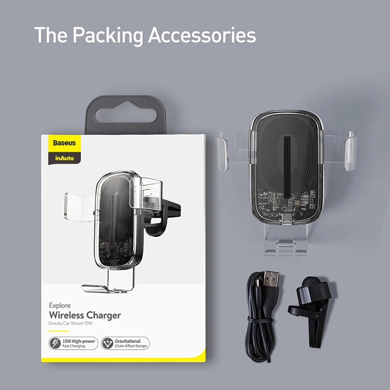 

Baseus 15W Wireless Car Charger For iPhone 11 Pro Fast Car Wireless Charging Holder For Samsung S20 Xiaomi mi 9 Gravity Charger