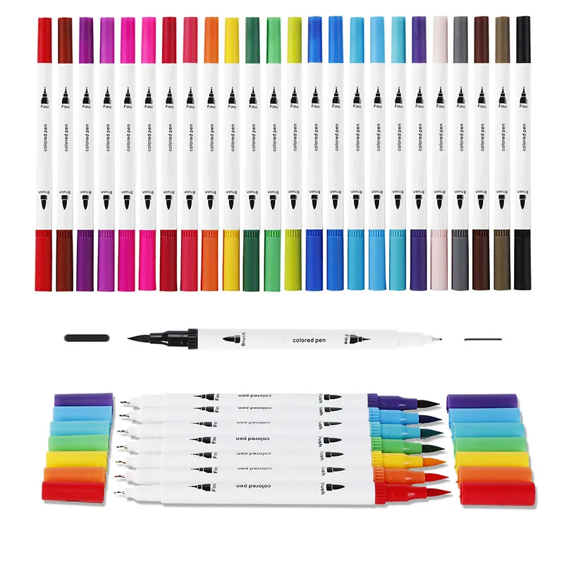 

12/24 Colors Dual Tips Brush Pen Markers Manga Sketching Markers Watercolor Pen Alcohol Felt Drawing Set Art School Supplies