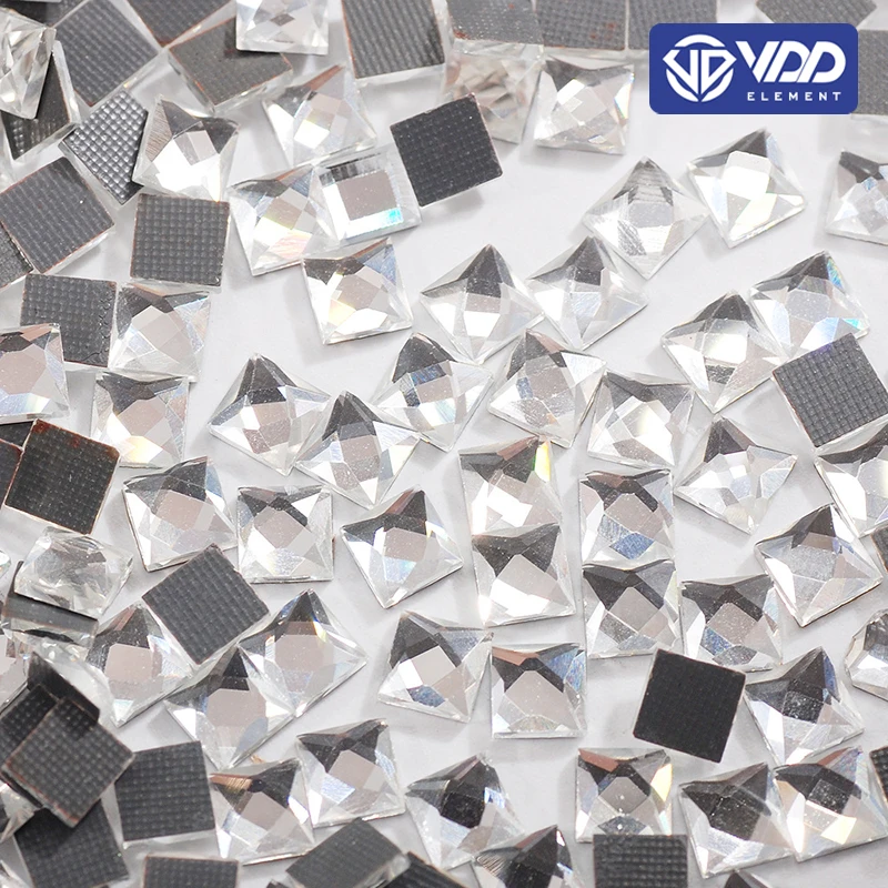 

VDD 4mm/6mm/8mm 200Pcs Square Glass Rhinestone Hot Fix Crystals AB Flatback Stones For DIY Clothes Accessories Wedding Dress Bag