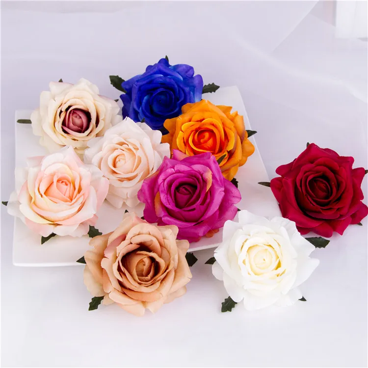 

5pcs artificial roses white silk fake roses flower faux heads high quality DIY wedding home decoration scrapbook accessories