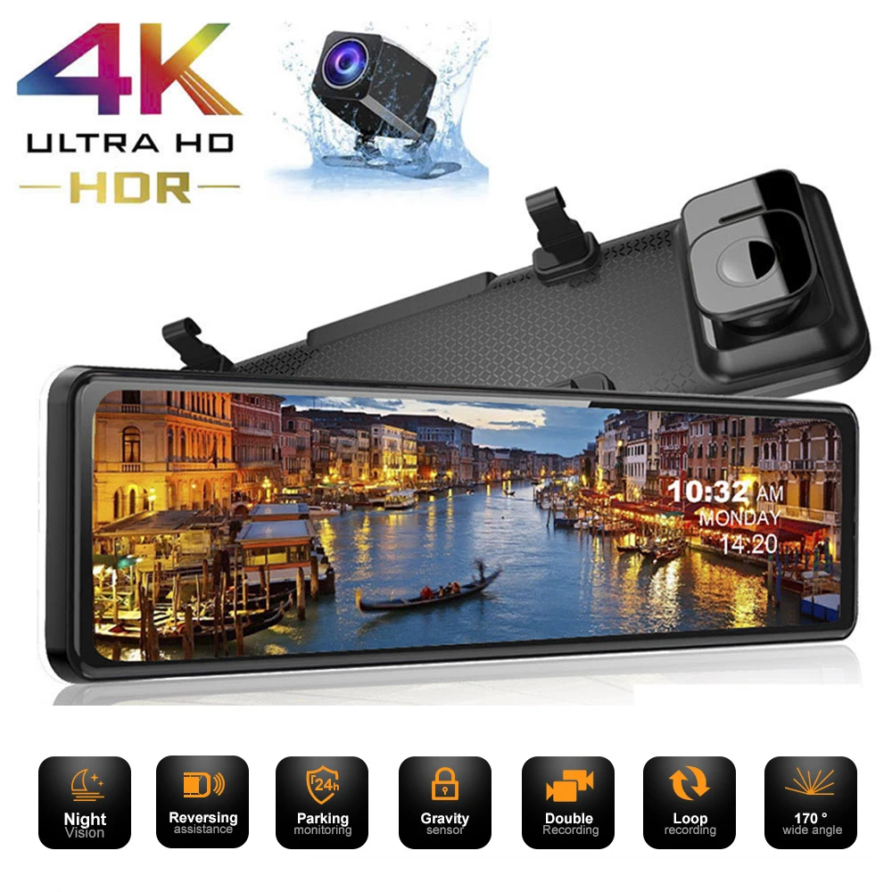 Видеорегистратор OLOPKY автомобильный 12 дюймов 4K 2160P GPS камера заднего вида Sony IMX415 |