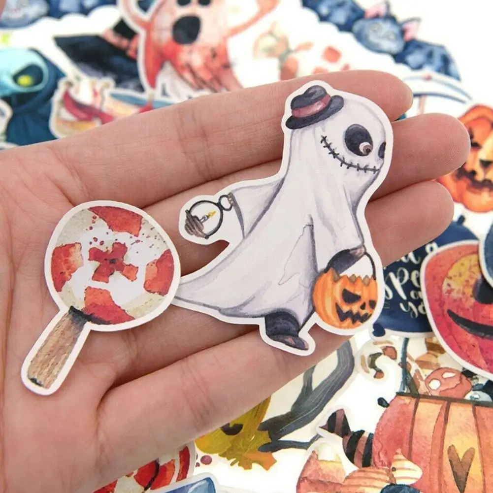 

33 Pcs/set Hand Drawing Watercolor Halloween Eve Stickers Stationery Sticker Planner Diy Scrapbooking Notebook Decoration P I5H2