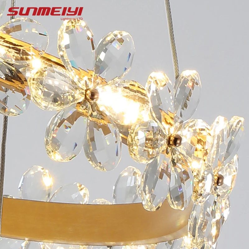 

Nordic Crystal Chandeliers Lighting Brown Gold Led Lamp For Bedroom Dining Living room deco Ceiling Chandelier lustre suspension