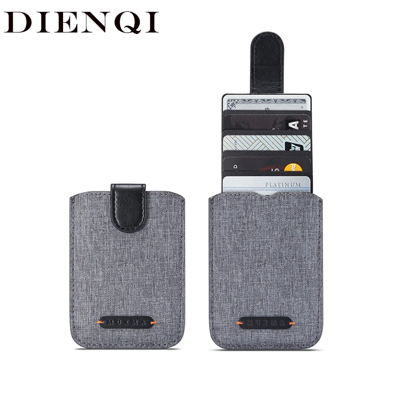 

DIENQI New Minimalism Men Card Holder Rfid Pull-out Cards Wallet Mini Thin Male Credit Card Purse Small Simple Bank Card Holder
