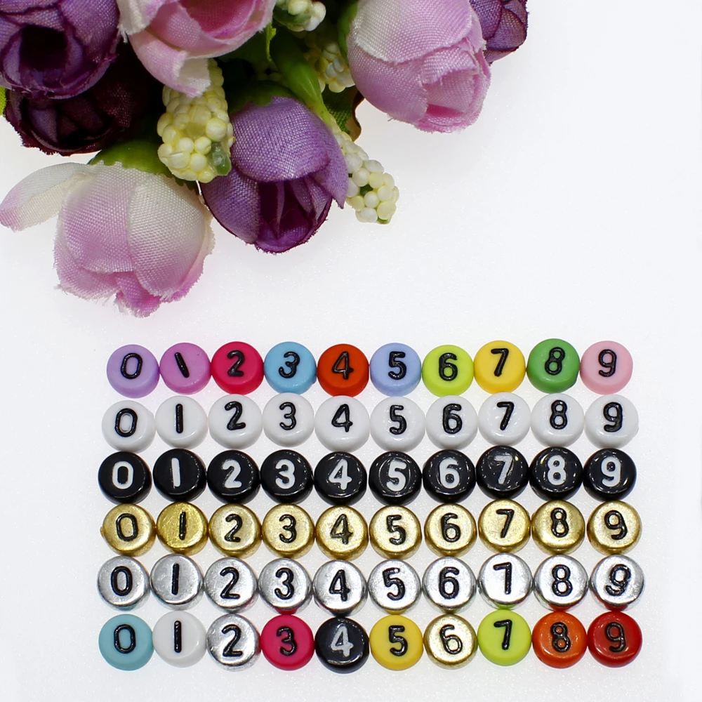 Акриловые бусины с цифрами 6 стилей 200 шт. 7 мм круглые разделители для шармов DIY