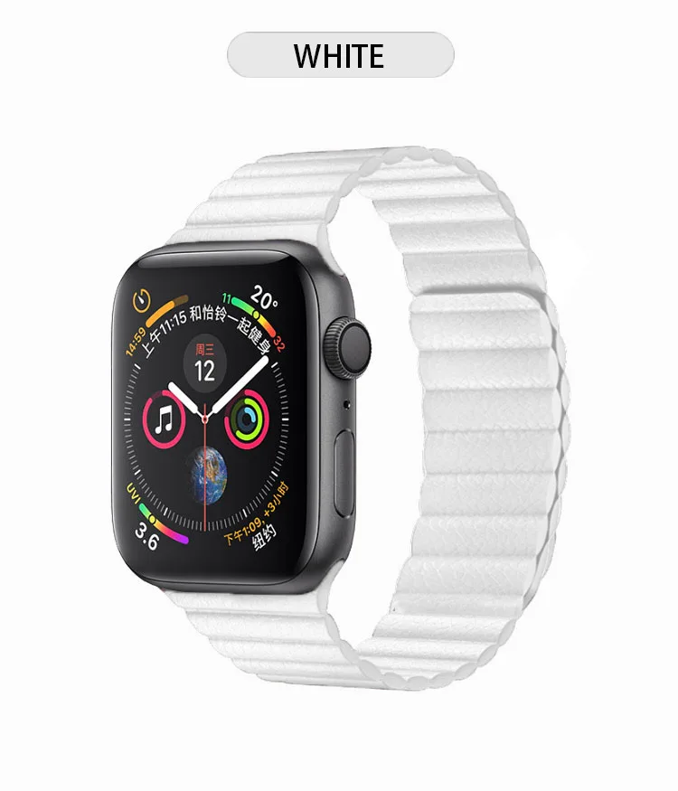Leather-White Новые 40/44 мм, ремешок для наручных часов Apple Watch Series 5 4 Нержавеющая сталь Магнитная застежка кожаный ремешок для наручных часов для Apple Watch Series 1 2 3 - Цвет ремешка: Leather-White