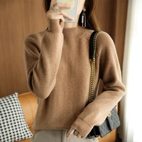 autumn and winter womens cashmere sweater fashion pullover casual knit sweater half high neck women sweater