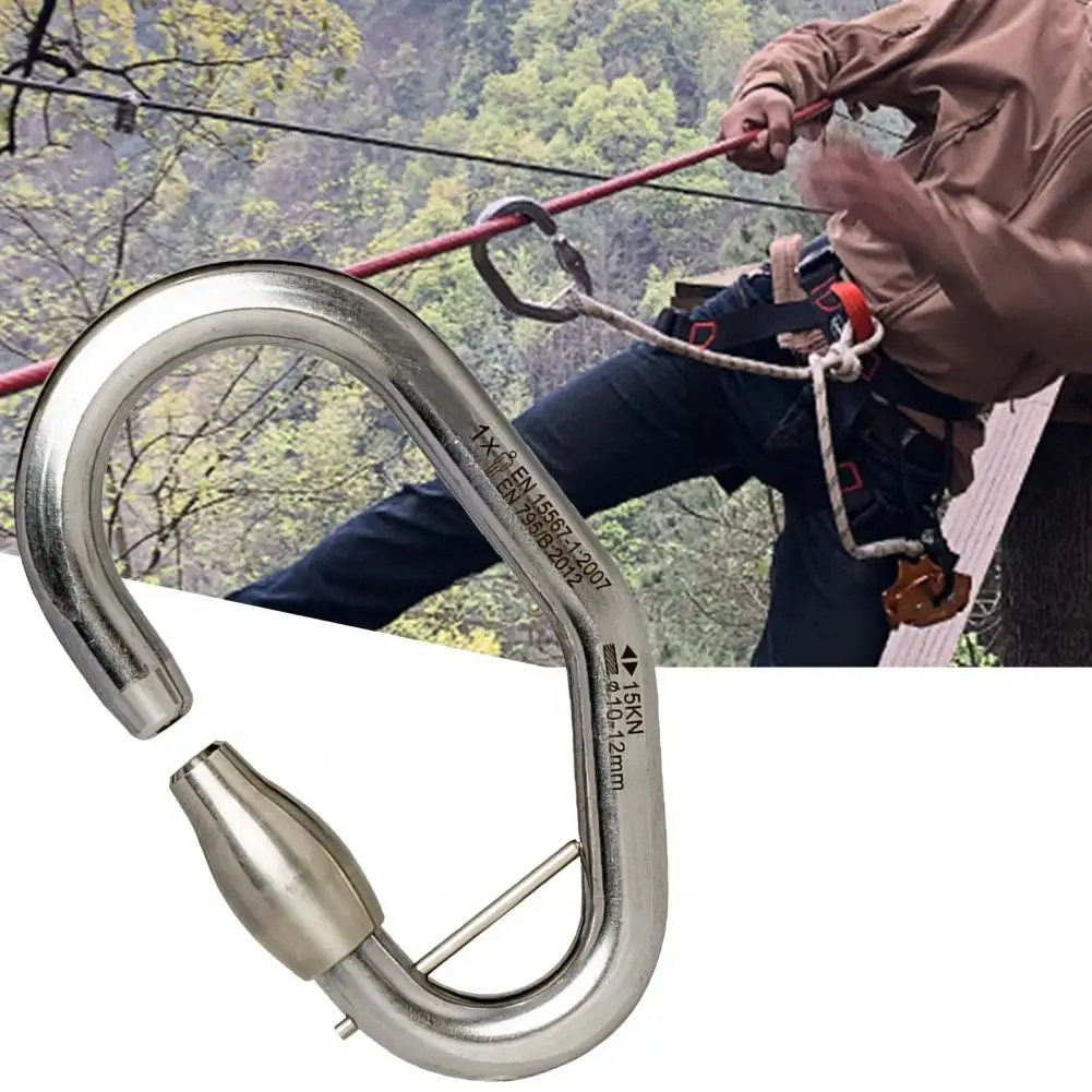 

15KN Stainless Steel D-shape Carabiner Main Lock Outdoor Rock Climbing Carabiner Hanging Hook Buckle Climbing Equipment
