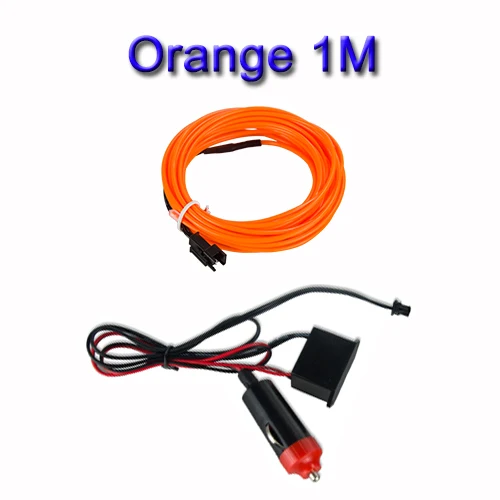 orange 1m EL Wire Автомобильный светодиодный светильник 1 м 2 м с адаптером освещение салона автомобиля украшение двери для авто неоновый светильник светодиодный Канатный светильник 10 цветов/ - Испускаемый цвет: orange 1m