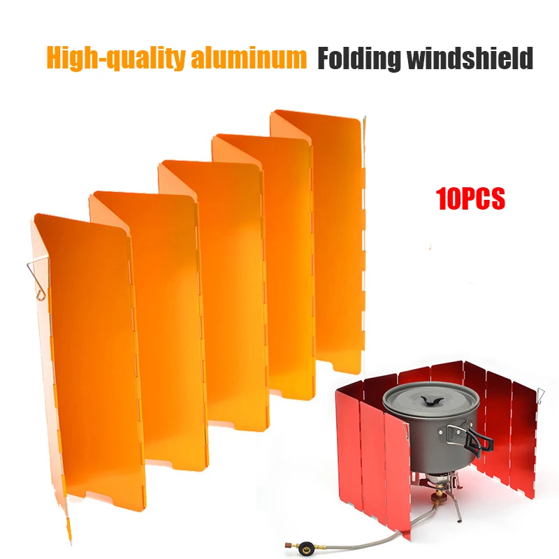 

10 Pieces Foldable Stove Windshield with Storage Case Lightweight Outdoor Camping Stove Windshield Camping Stove Accessories