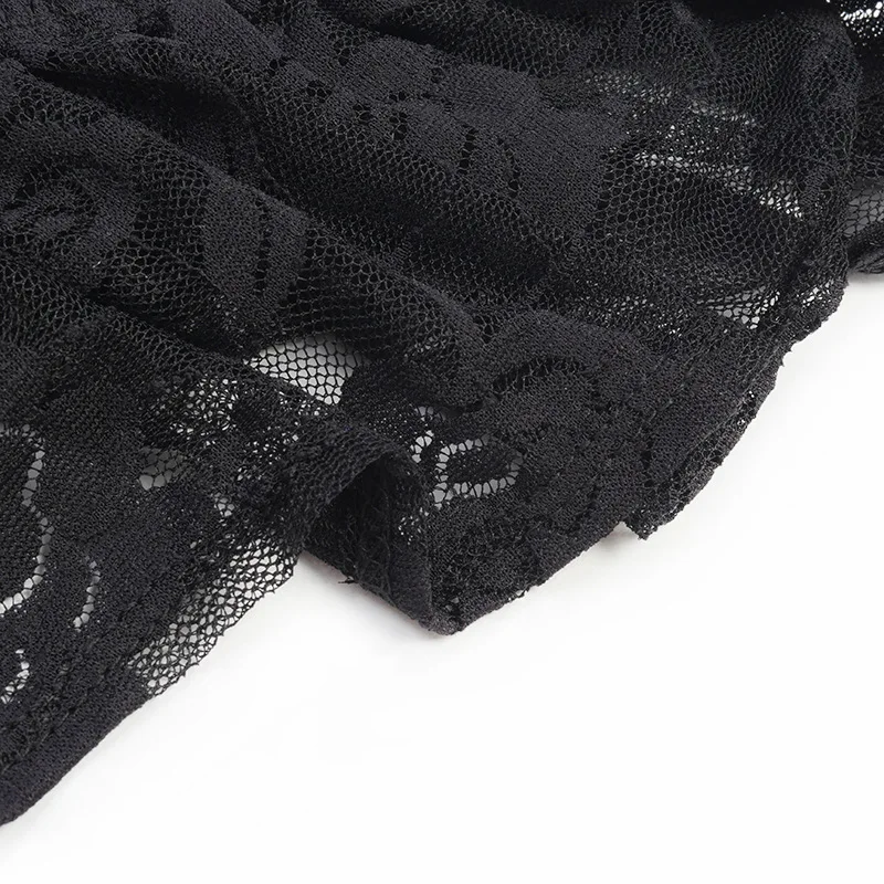 Женский кружевной топик Gothblack облегающий топики с вырезом лодочкой и оборками