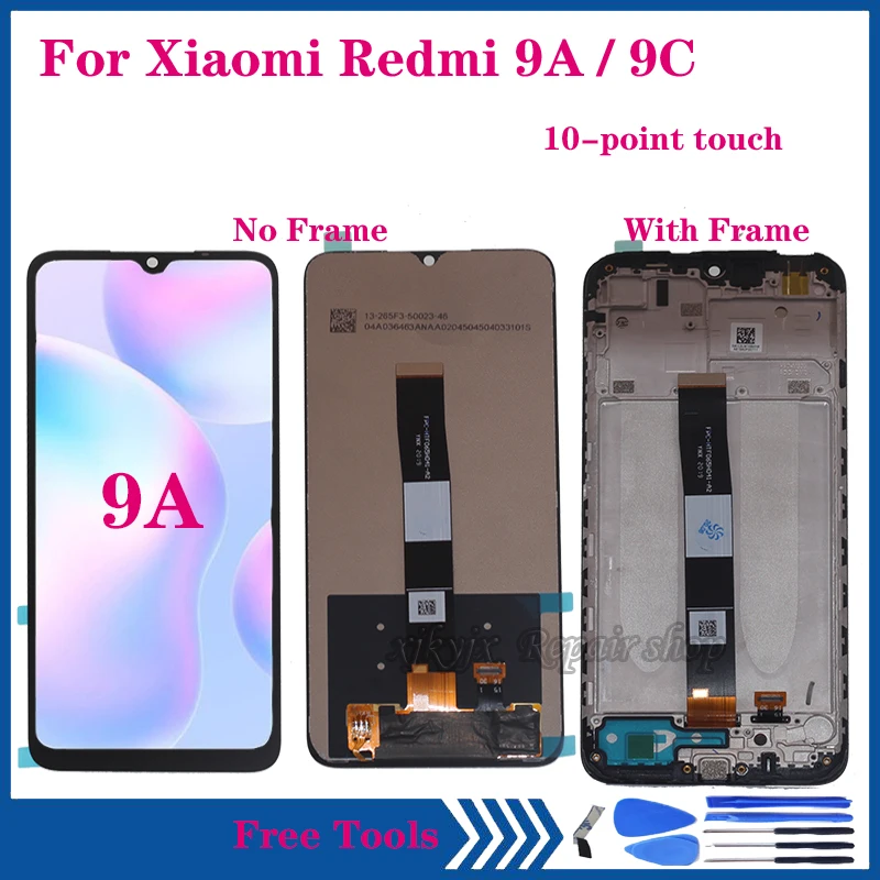 

ЖК-дисплей для Xiaomi redmi 9A с сенсорным экраном 6,53 дюйма, ЖК-дисплей с дигитайзером в сборе для Redmi 9C, Ремонтный комплект с рамкой