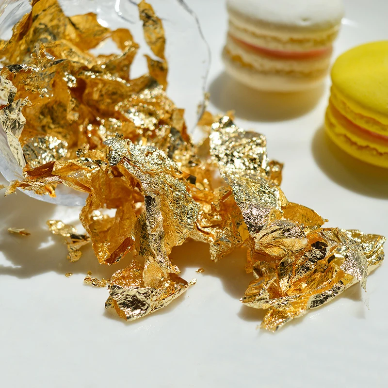 1 шт. 2 г 3 съедобный сорт подлинный золотой лист шабин хлопья 24 к Золотые