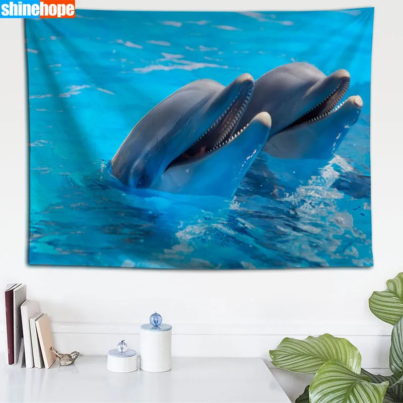 

Custom Dolphin tapestry wall hanging tapestry home decoration rectangle bedroom wall art tapestry 140X250cm