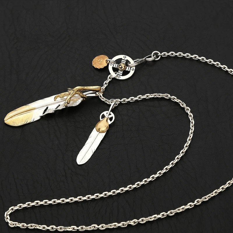 

S925 Sterling Silver Jewelry Thai Silver Takahashi Goro Gold Claw Small Gold Leaf Sweater Pendant