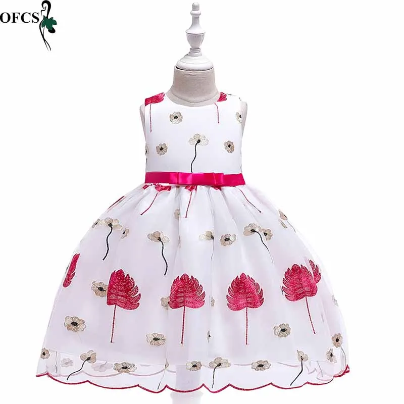 

New Princess Dress Sleeveless Net Yarn The Leaves Of Children Bowknot Banquet Dresses Costumes Children Clothing Casual Dress