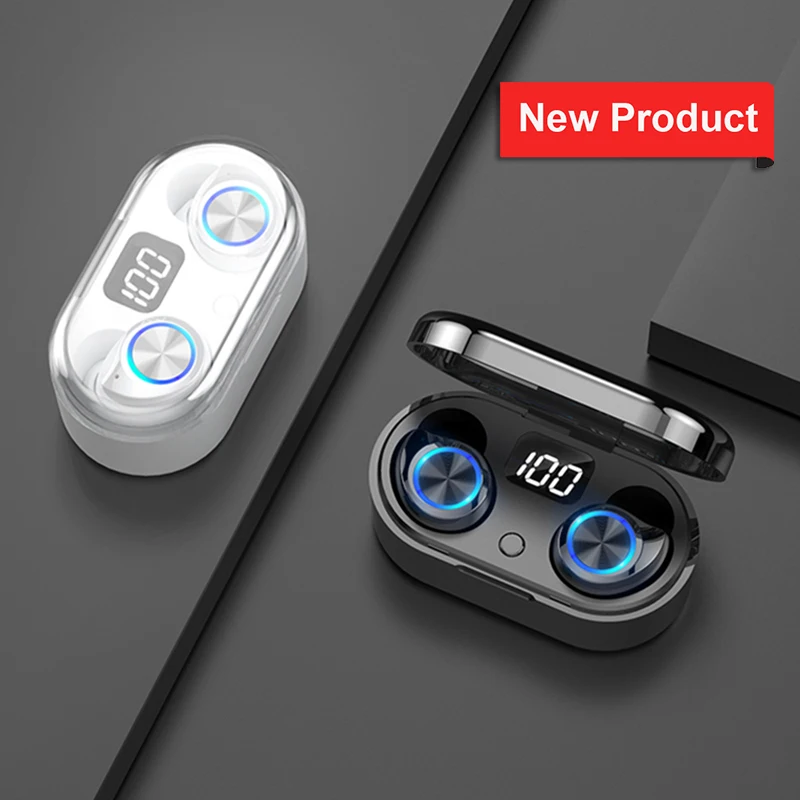 TWS 5 0 настоящие беспроводные Светодиодные Ультра Мини Bluetooth наушники спортивные 9D