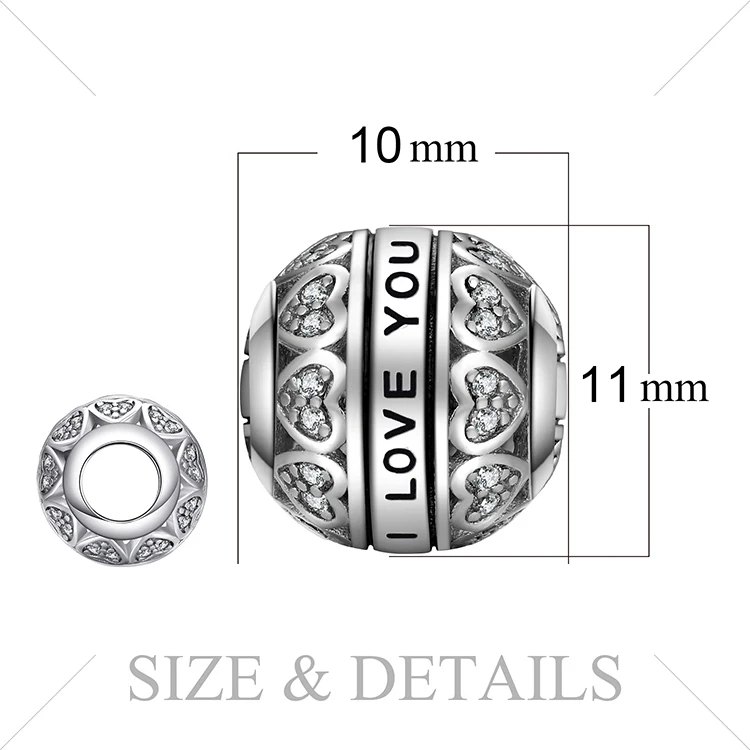 JewelryPalace бабушка для женщин Винтаж Сердце Любовь красивый нежный 925 пробы Серебряный Шарм бусины бисера Fit Браслеты