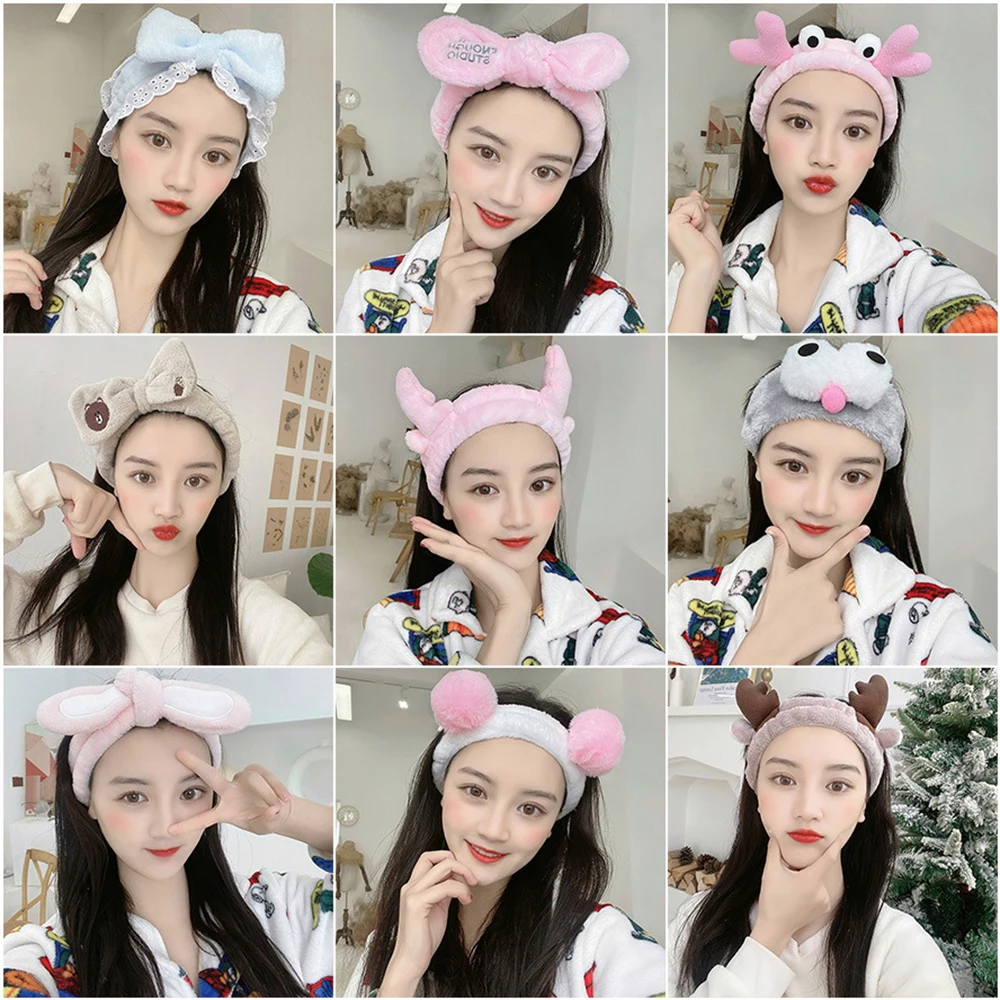 Повязка на голову для мытья 2021 девушек эластичная повязка лица с бантом макияжа