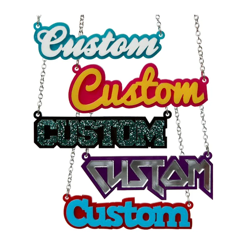 Custom Name Necklace Hip Hop Personalized Acrylic Nameplate Pendant Customize Names Necklaces For Women Statement Jewelry Gifts