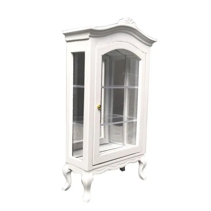 

1:12 Scale Dollhouse Miniature Vintage White Arc Top Collection Cabinet Wine Cellar Furniture Model Decoration Accessory