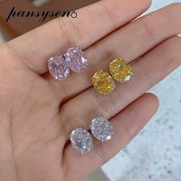 pansysen 100 925 sterling silver oval cut sapphite citrine simulated moissanite stud earrings girls wedding party fine jewelry