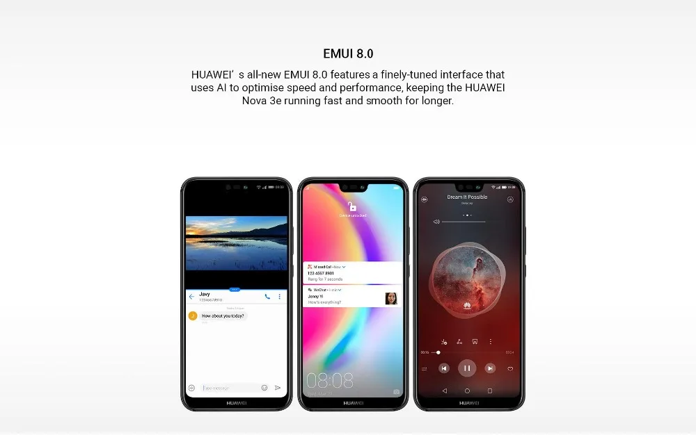 Huawei P20 Lite Nova 3E глобальная прошивка 4G LTE мобильный телефон Face ID 5,8" экран Android 8,0 24 МП фронтальная камера 4 Гб 128 ГБ rom