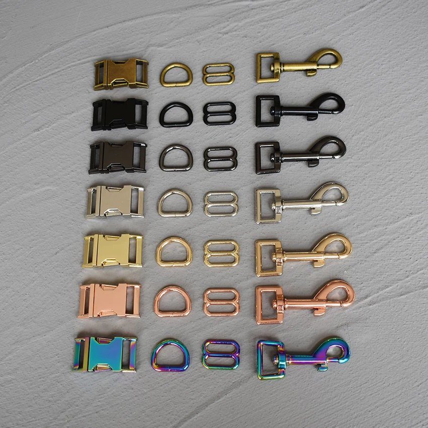 

20 sets 15/20/25mm Metal Straps Slider D Ring Release Belt Buckle For Dog Collar Paracord Sewing Accessory Strong Hardware 4s8