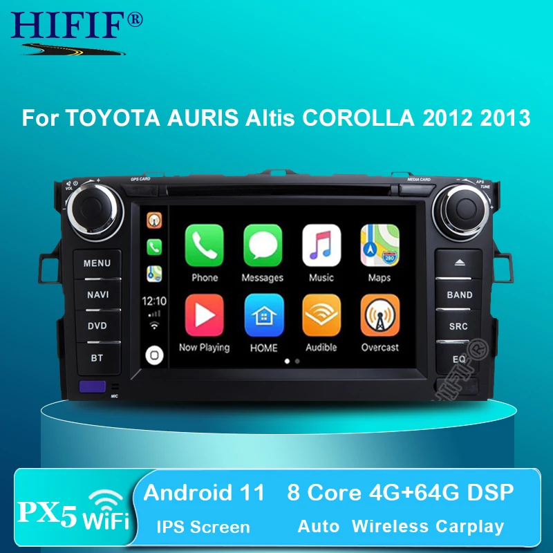 DSP IPS Android 11 2 DIN автомобильный dvd-плеер для TOYOTA AURIS Altis COROLLA 2012 2013 GPS Радио экран стерео