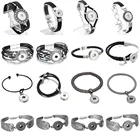 Браслеты из черной кожи, металлические, 18 мм, ювелирные браслеты с защелкой бусин