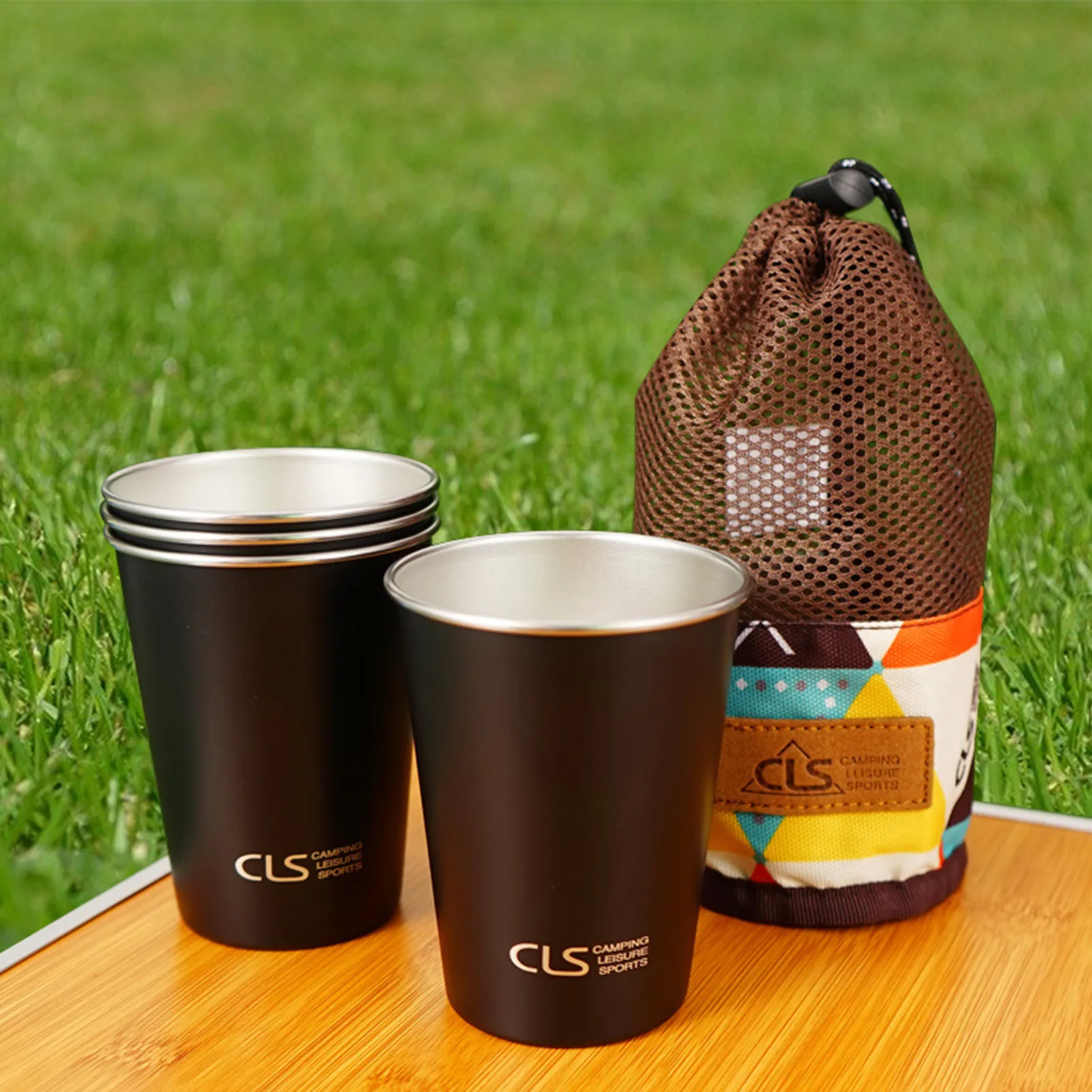 

4PCS Portable Beer Water Cup Tumblers Tea Milk Coffee Mug Stainless Steel Cups For Outdoor Camping Picnic Climbing BBQ Drinkware