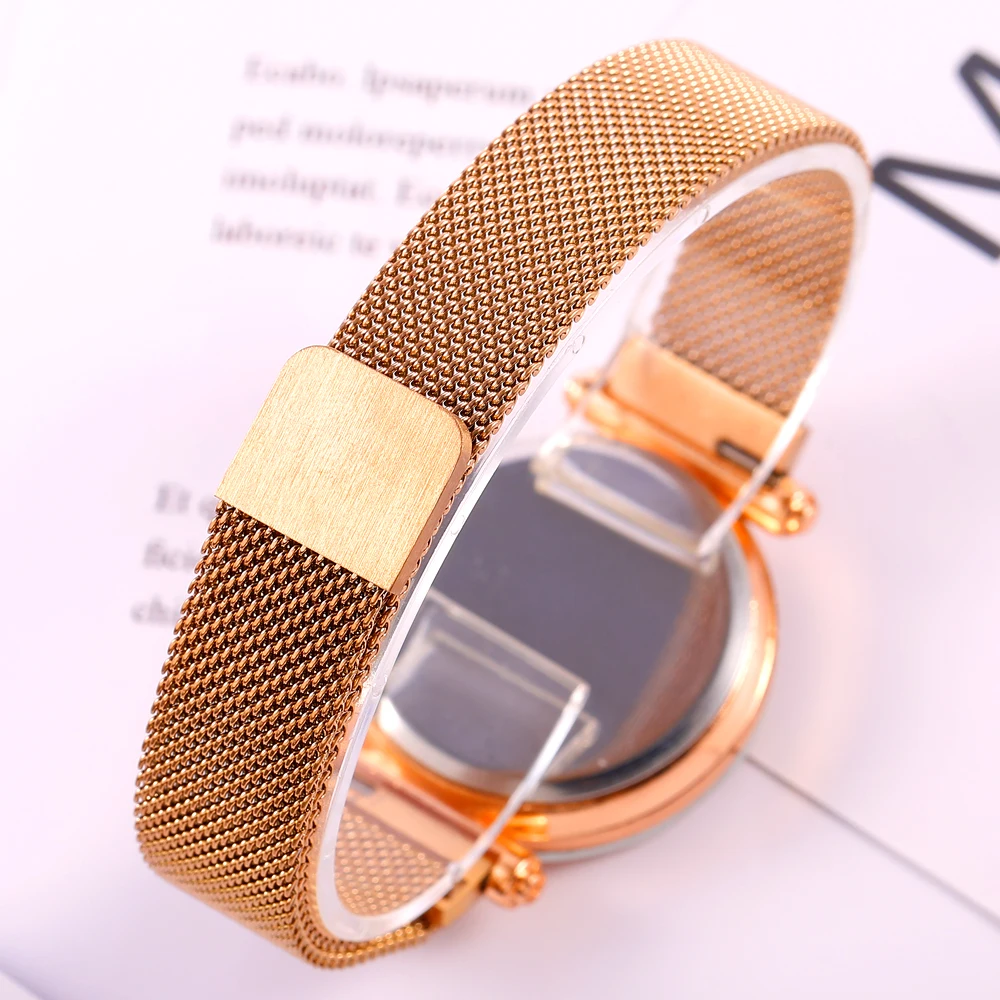 

Women Starry Sky Watch Luxury Magnetic Buckle Mesh Band Quartz Wristwatch Female Rose Gold Diamond Watches Zegarek Damsk