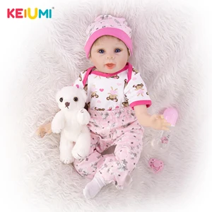 KEIUMI Boneca Reborn Dolls 55 см Playmate 22 дюйма Реалистичная мягкая силиконовая ткань с открытым носком для тела Reborn подарки на день детей