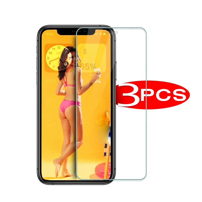 

3Pcs on Protective Glass for iPhone X XR XS Max 6 6S 7 8 Plus Screen Protector film For iPhone 11 12 Pro Max mini Tempered Glass