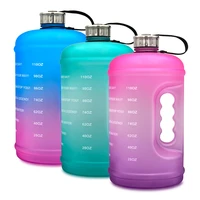 128oz big capacity gallon water bottle with timer mark prosted matte gradient outdoor sports gym bottle hiking climing water jug