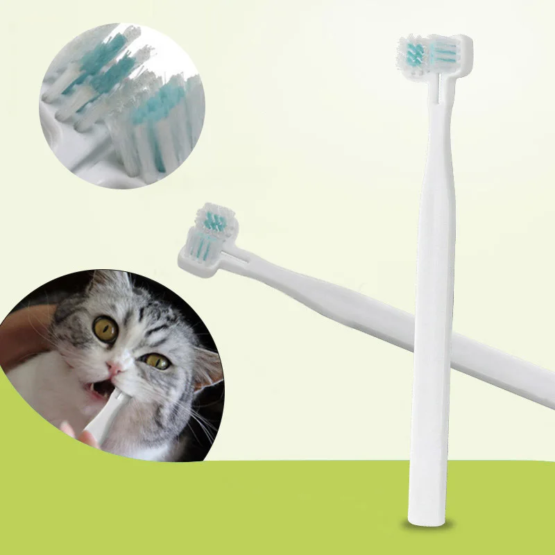

Зубная щетка для собак с двойными головками, освежитель воздуха для чистки зубов под несколькими углами, товары для домашних животных, уход ...